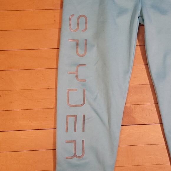 Kids Spyder Blue Sweatpants Size Large 14-16 Logo Graphic Ankle Cuff Athletic - Picture 4 of 9